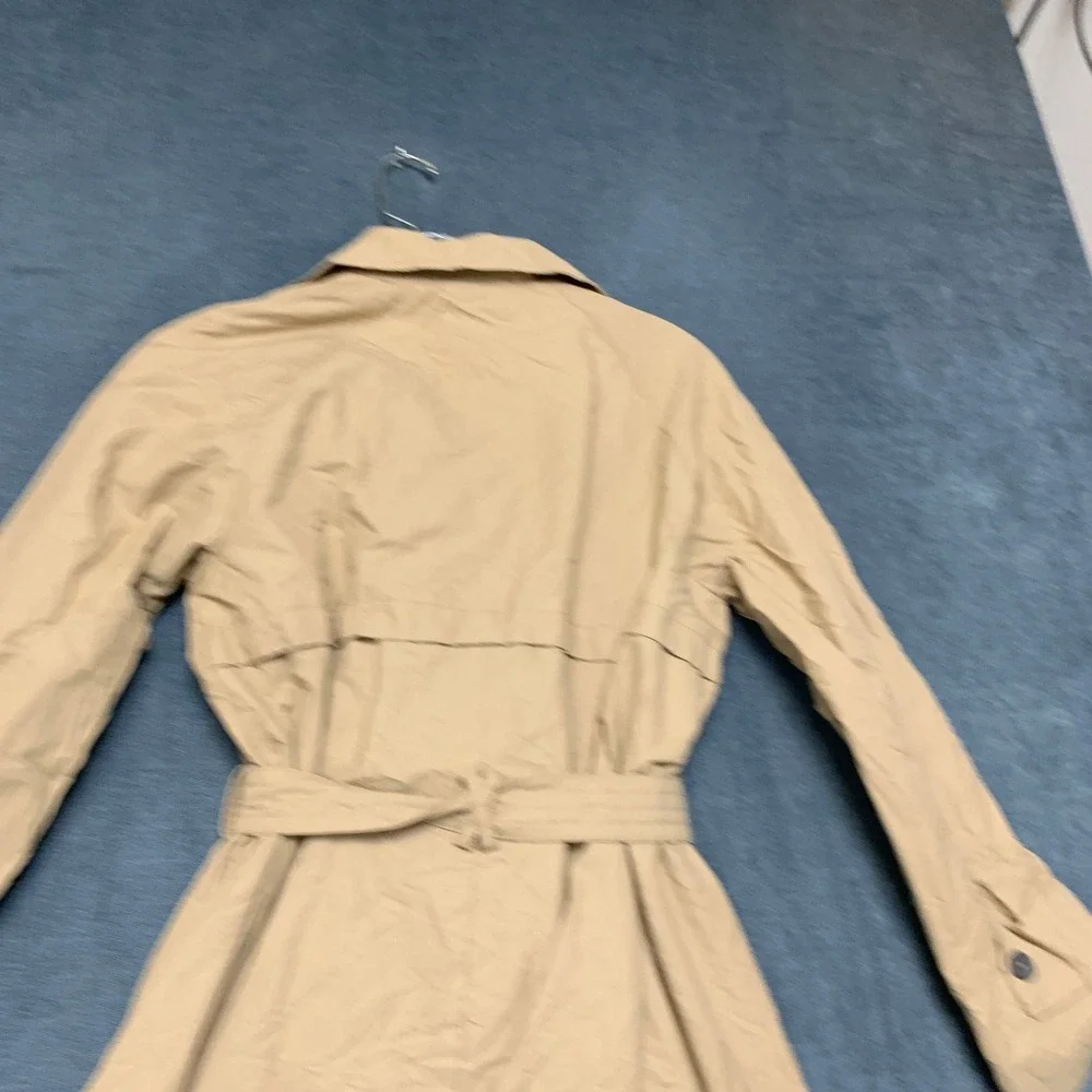 Zara Trench Coat Girls 13-14 Beige Lined Vented Back Double Breasted Tie Waist